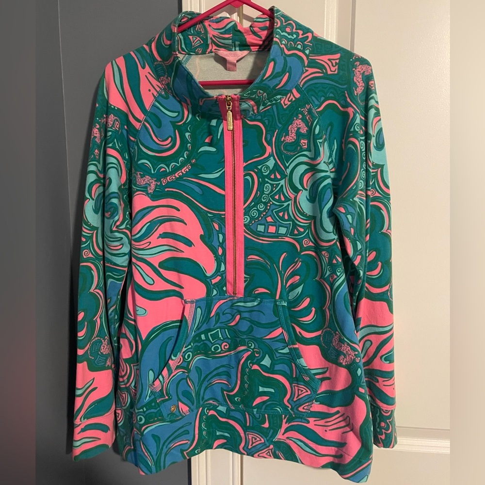 Lilly Pulitzer Popover size Large. In good condition. Green,pink, & blue print